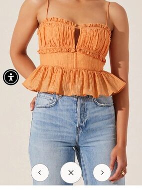 Astr Orange Ruffled Peplum Cami Top
